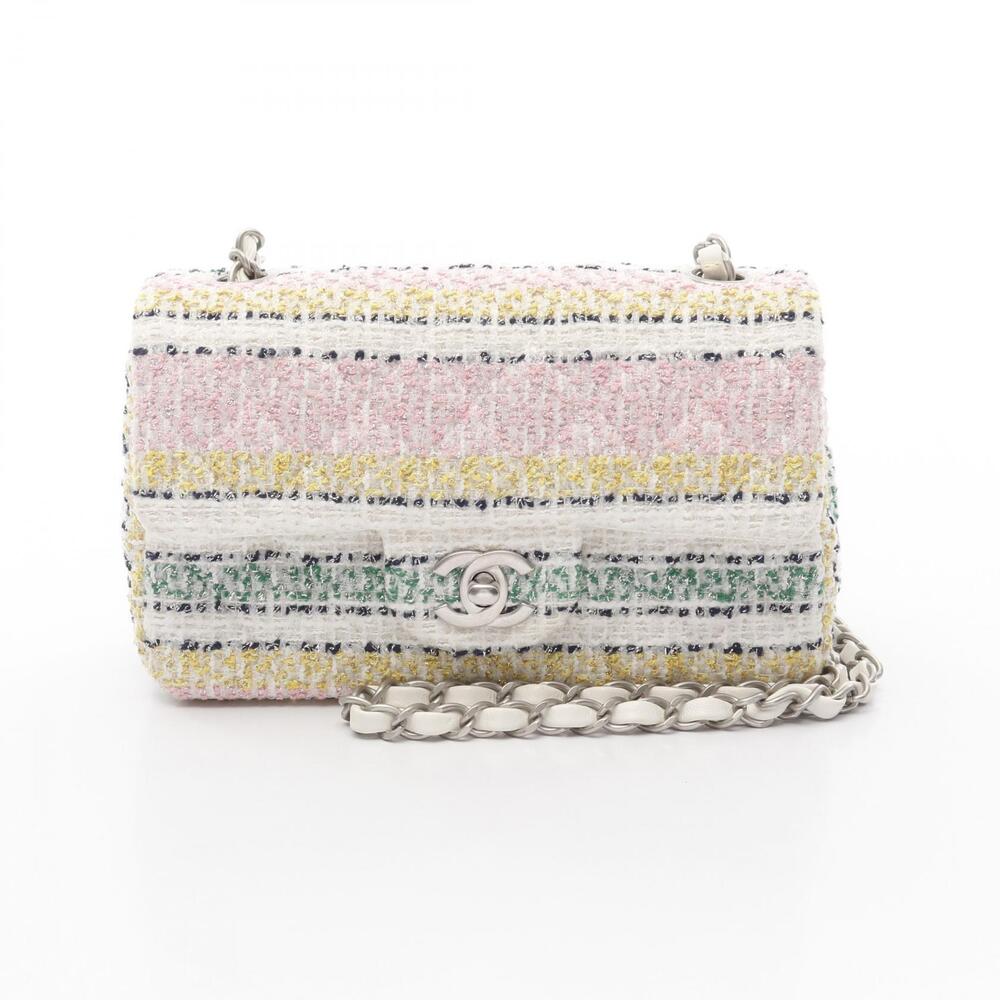 Chanel Matelasse Single Flap Shoulder Bag White Multicolor